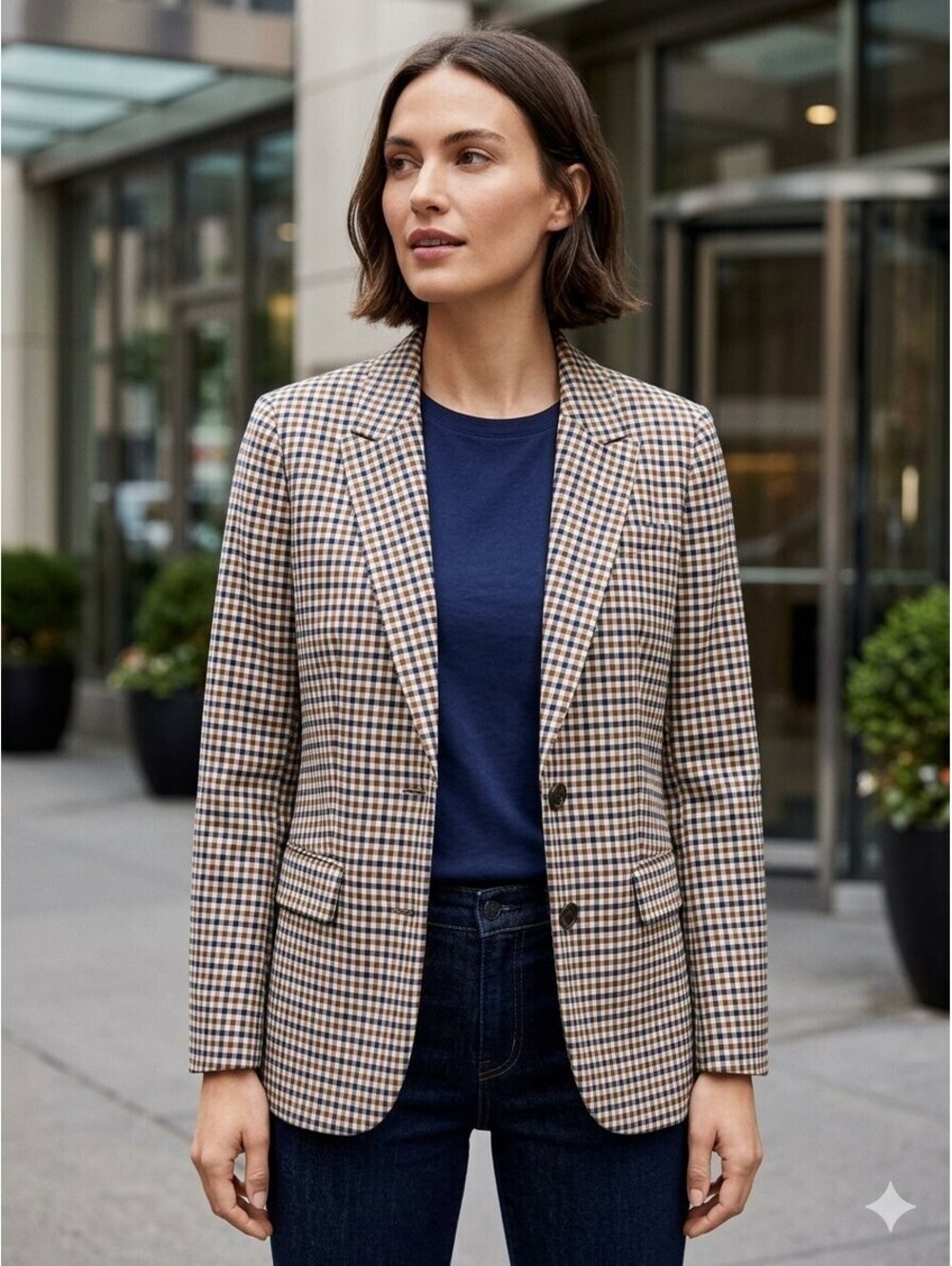 JCrew Italian Stretch Wool Tollegno 1900 Gingham Plaid Blazer Suit Jacket 12